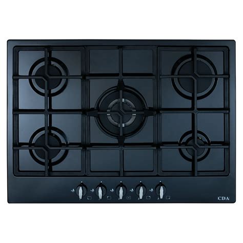 70cm gas hob - black